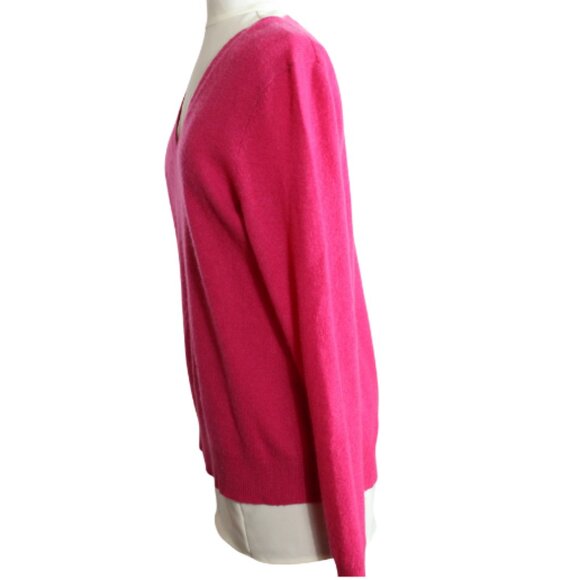 Lord & Taylor SZ M 100% Cashmere Hot Pink V-Neck Women's Sweater - Picture 4 of 6